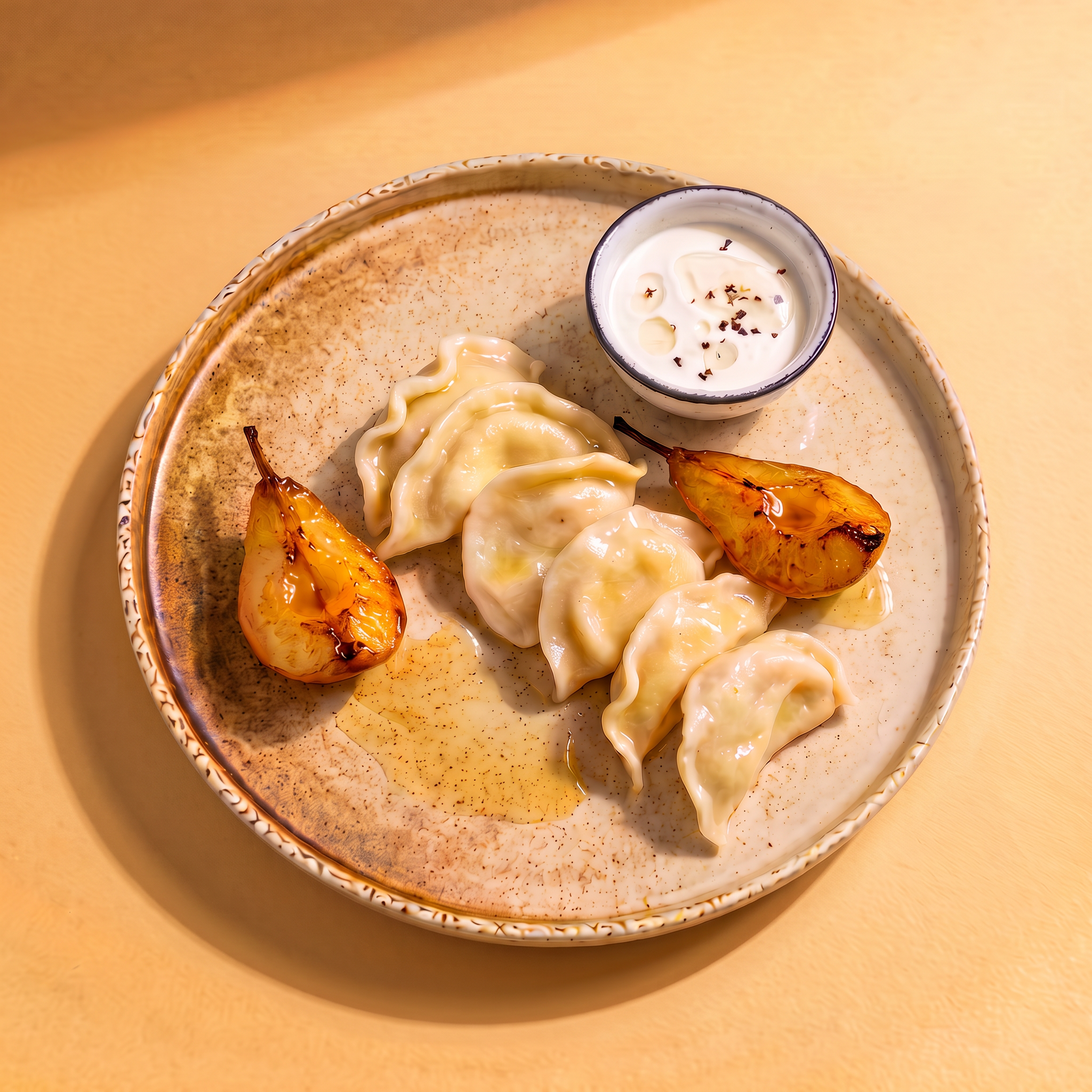 Pierogi z twarogiem i gruszką